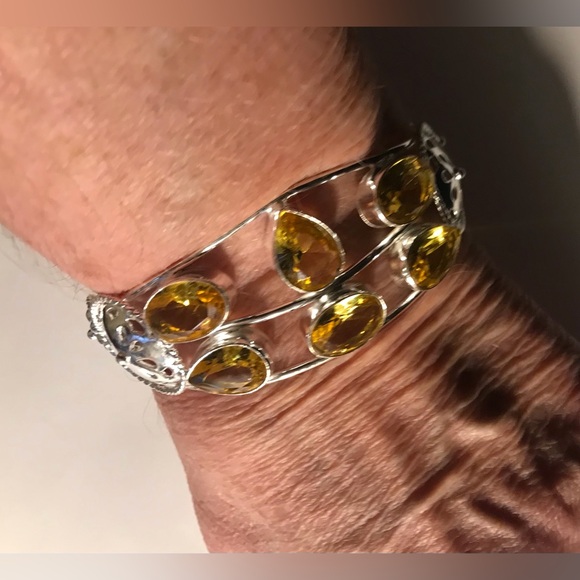 Citrine 925 Sterling Silver Cuff Bracelet